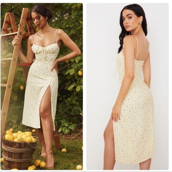 House of CB Dresses & Skirts - House of CB Carina Lemon Floral Midi Dress